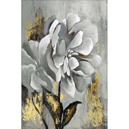  Obraz olejny ręcznie malowany z elementami płatków złota Kwiat 80x120cm