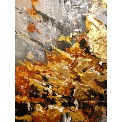  Obraz ręcznie malowany z elementami płatków złota Mgła 60x90cm