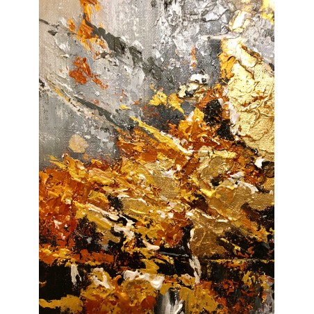  Obraz ręcznie malowany z elementami płatków złota Mgła 60x90cm
