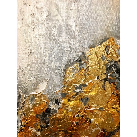  Obraz ręcznie malowany z elementami płatków złota Mgła 60x90cm