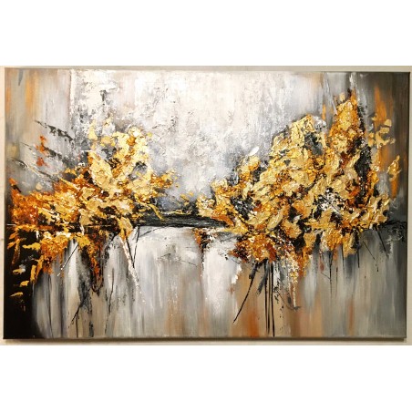  Obraz ręcznie malowany z elementami płatków złota Mgła 60x90cm