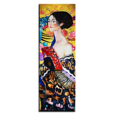  Obraz ręcznie malowany Gustav Klimt Dama z wachlarzem 50x150cm