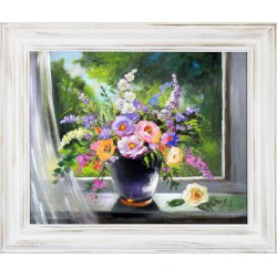  Obraz olejny ręcznie malowany Kwiaty 54x64cm