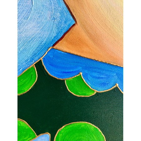  Obraz ręcznie malowany na płótnie 40x50cm Pani z ptaszkiem