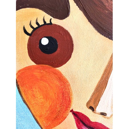  Obraz ręcznie malowany na płótnie 40x50cm Pani z ptaszkiem