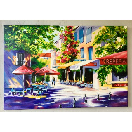  Obraz olejny ręcznie malowany 60x90cm Pogodny poranek w Paryżu
