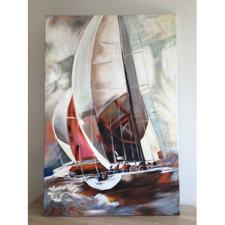  Obraz olejny ręcznie malowany 80x120cm Jacht