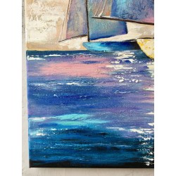  Obraz malowany Jachty na spokojnym morzu 60x90cm