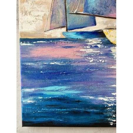  Obraz malowany Jachty na spokojnym morzu 60x90cm