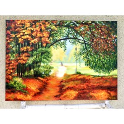  Obraz olejny ręcznie malowany 50x70cm Krajobraz lasu