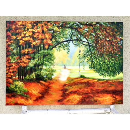  Obraz olejny ręcznie malowany 50x70cm Krajobraz lasu