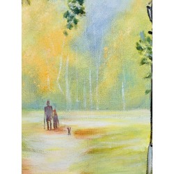  Obraz olejny ręcznie malowany 50x70cm Krajobraz lasu