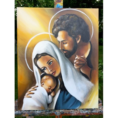  Obraz Świętej Rodziny na ślub 30x40 cm malowany na płótnie