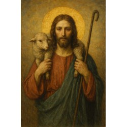  Obraz na płótnie 40x60 cm Jezus Chrystus z barankiem