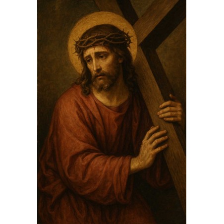  Obraz na płótnie 40x60 cm Jezus Chrystus z krzyżem