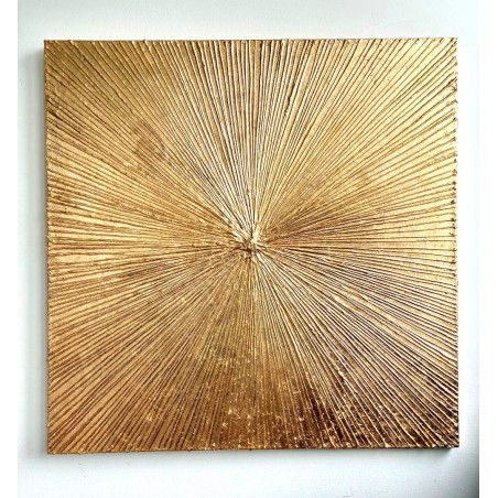  Obraz Z drobinkami złota LUX olejny ręcznie malowany 60x60cm Słońce