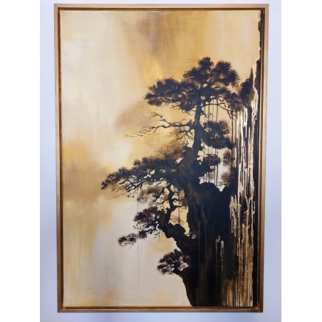  Obraz ręcznie malowany 85x125 cm Złota magia lasu