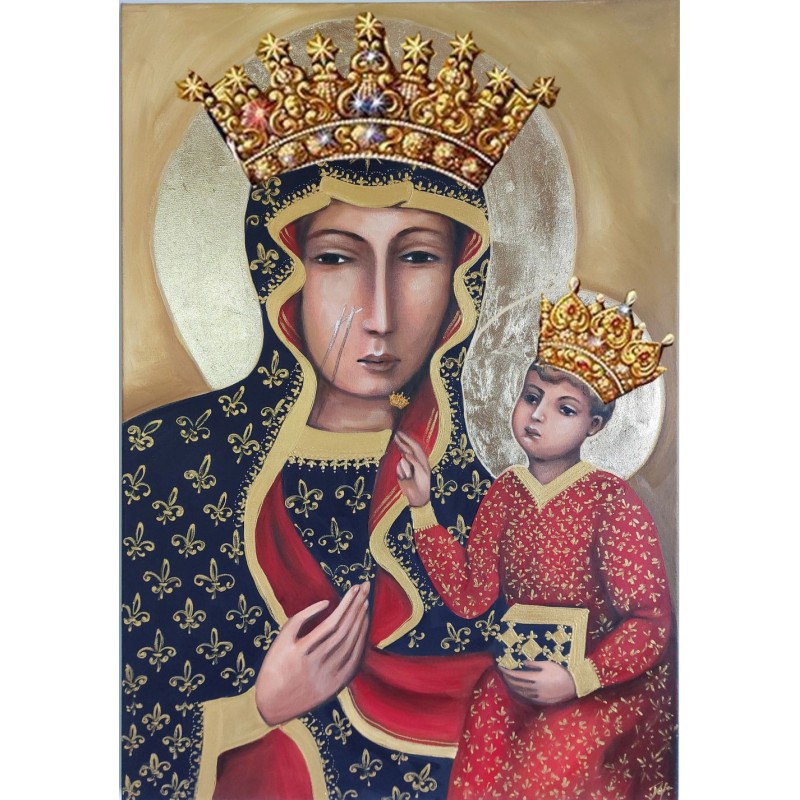  Obraz Matki Boskiej Częstochowskiej 50x70 cm malowany PREMIUM