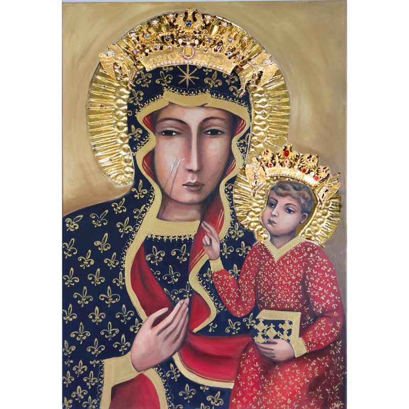  Obraz Matki Boskiej Częstochowskiej 50x70 cm malowany PREMIUM
