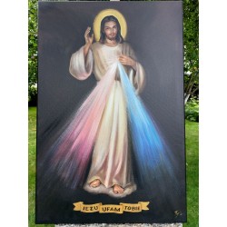  Obraz z Jezusem Chrystusem 60x90cm malowany Jezu Ufam Tobie
