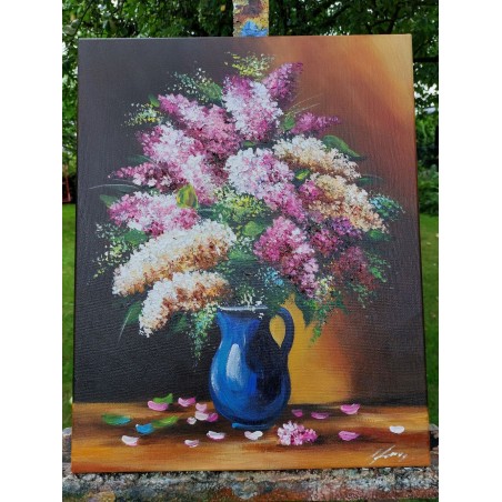  Obraz olejny ręcznie malowany Kwiaty bzu 40x50cm