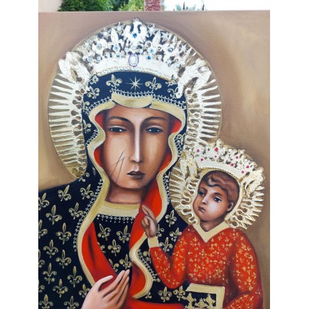  Obraz Matki Boskiej Częstochowskiej 50x70 cm malowany PREMIUM