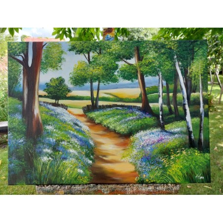  Obraz ręcznie malowany 60x90cm Pejzaż leśny