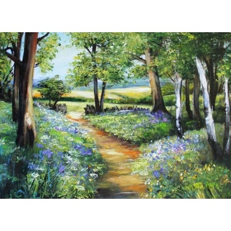  Obraz ręcznie malowany 60x90cm Pejzaż leśny