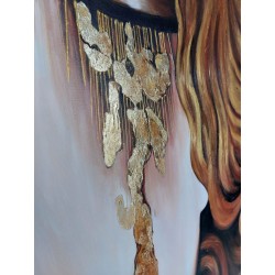  Obraz ręcznie malowany Gustav Klimt Złote łzy Frei 60x90cm z elementami płatków złota