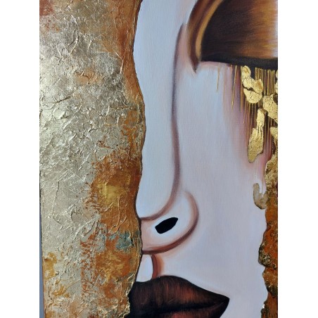  Obraz ręcznie malowany Gustav Klimt Złote łzy Frei 60x90cm z elementami płatków złota