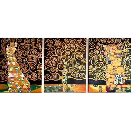  Obraz ręcznie malowany Gustav Klimt Drzewo życia 90x70cmx3 Tryptyk
