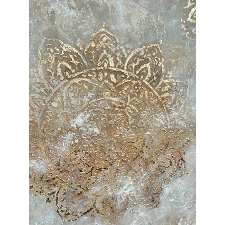  Obraz ręcznie malowany 80x80cm Złota Mandala