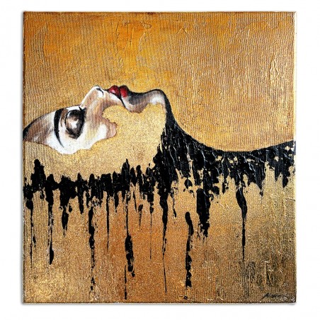  Obraz ręcznie malowany 90x90cm Złota Dama we śnie