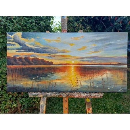  Obraz ręcznie malowany Peder Mork Monsted Zachód słońca nad Duńskim fiordem
