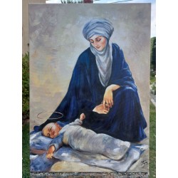  Obraz ręcznie malowany 50x70cm Albert Aublet Sen Dzieciątka na pustyni