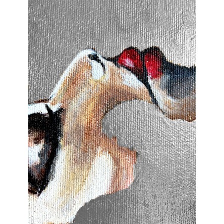  Obraz ręcznie malowany 60x90 cm Srebrna Dama we śnie