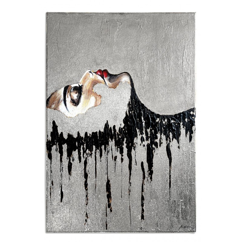  Obraz ręcznie malowany 60x90 cm Srebrna Dama we śnie