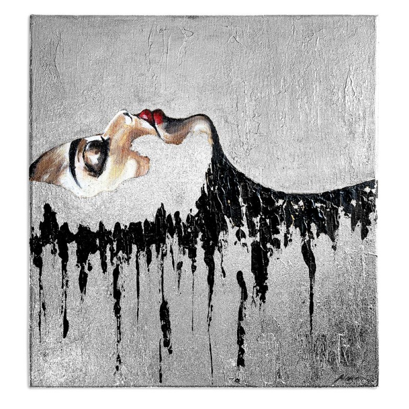  Obraz ręcznie malowany 90x90cm Srebrna Dama we śnie