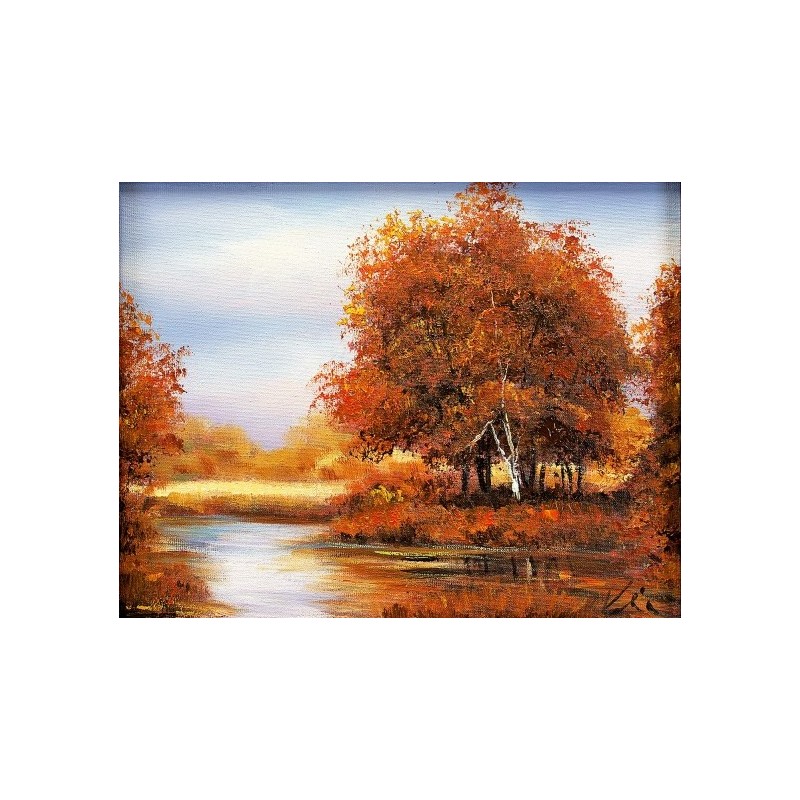  Obraz ręcznie malowany 40x50cm Jesienny strumyk