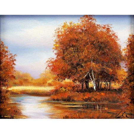  Obraz ręcznie malowany 40x50cm Jesienny strumyk