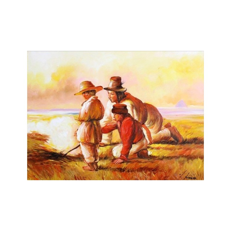  Obraz ręcznie malowany 50x70cm Józef Chełmoński Pastuszkowie przy ognisku