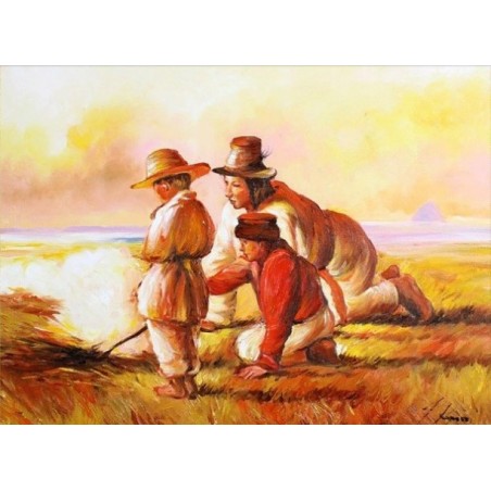  Obraz ręcznie malowany 50x70cm Józef Chełmoński Pastuszkowie przy ognisku