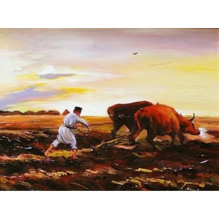  Obraz ręcznie malowany na płótnie 80x120cm Józef Chełmoński Orka