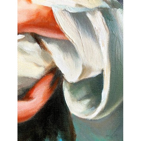  Obraz ręcznie malowany z Matką Boską z dzieciątkiem 40x50 cm Morgan Weistling Całując oblicze Boga