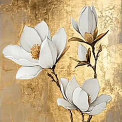  Obraz ręcznie malowany 40x180cm Złote Magnolie