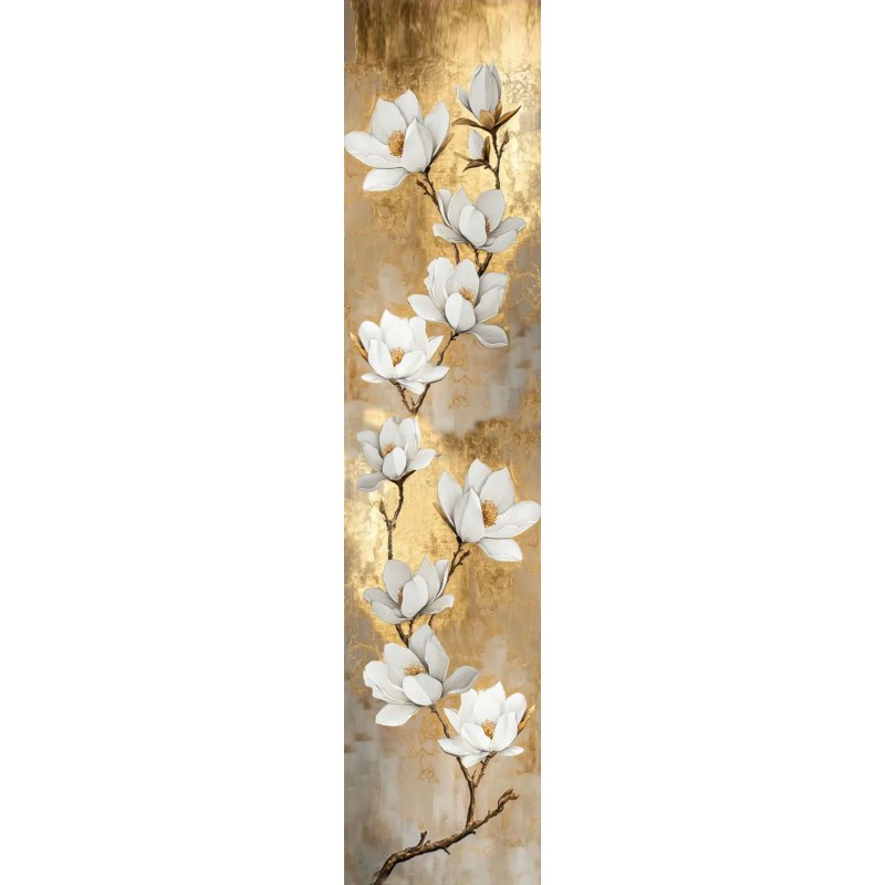  Obraz ręcznie malowany 40x180cm Złote Magnolie