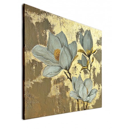  Obraz ręcznie malowany 50x50cm Złote Magnolie