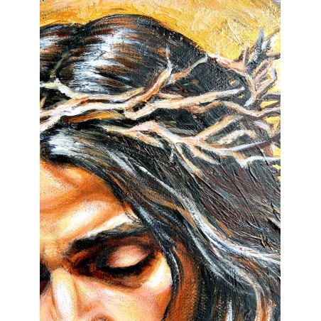  Obraz ręcznie malowany 40x50 cm Jezus Chrystus w koronie cierniowej