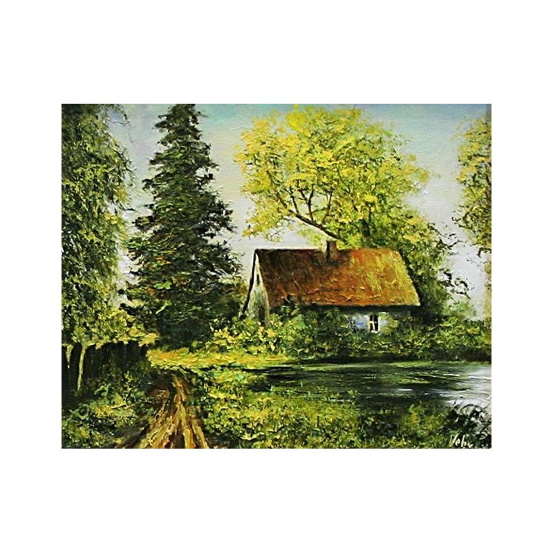  Obraz olejny ręcznie malowany Dworek 40x50cm