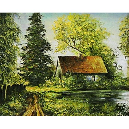  Obraz olejny ręcznie malowany Dworek 40x50cm